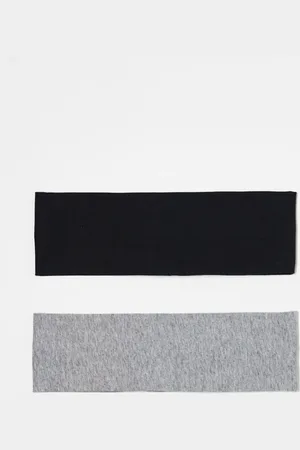 Monki 2 pack headbands in black and grey melange
