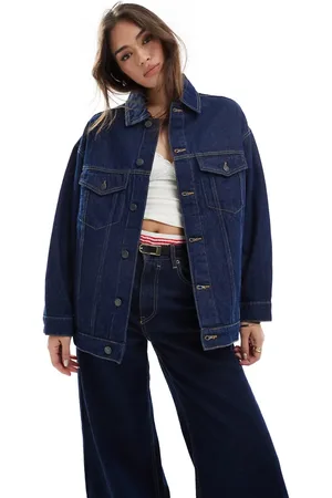 Stradivarius STR oversized denim jacket in dark