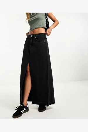 Pull&Bear Denim midi skirt with split front in