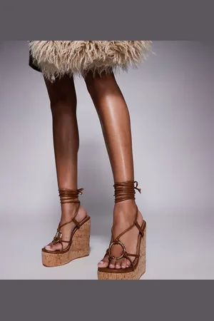 Simmi London Simmi London Jadey Wide Fit strappy high heeled wedges in