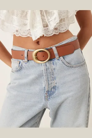 ASOS Oval buckle jeans belt in tan