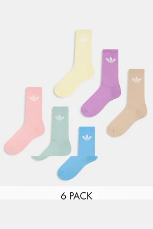 adidas 6 pack crew socks in pastels with trefoil