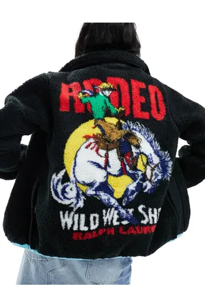 Ralph Lauren Rodeo back print sherpa borg jacket in