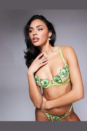 Ann Summers Caged Hibsicus non padded balcony bra in lime