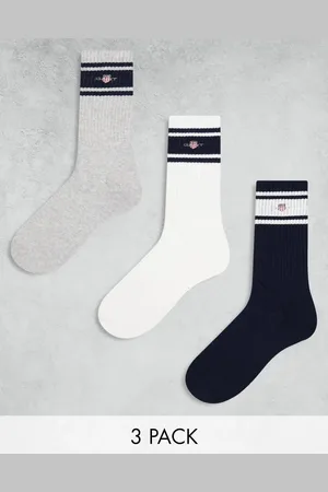 GANT 3 pack sport socks with shield logo in grey navy
