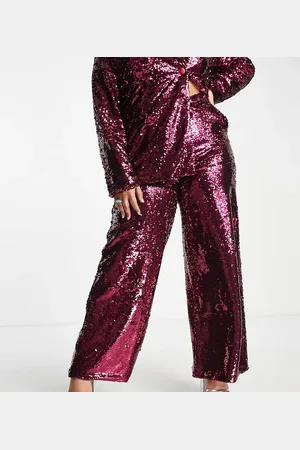 Extro & Vert Plus Straight leg trousers in hot sequin co-ord