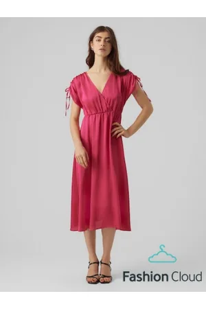 VERO MODA Heart Oli 2/4 Calf Dress Pink Yarrow S