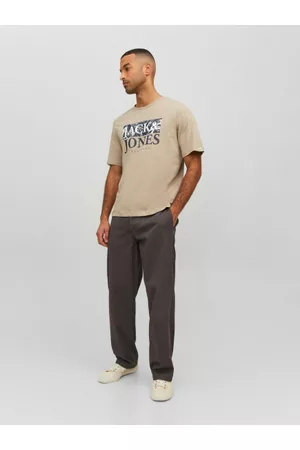JACK & JONES T-shirts - Rayon Branding Tee Ss Crew Neck Crockery BEIGE S