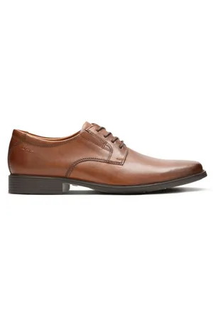 Clarks Heren Tilden Plain Dark Tan Leather 46