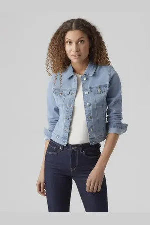 VERO MODA Vmluna Ls Slim Dnm Jacket Mix Light Blue Denim XS