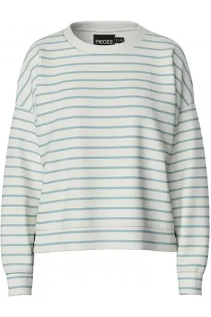 Pieces® Pcchilli Ls Sweat Stripes Cloud Dancer/Blue M