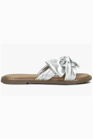 TANGO Silver Metallic Bow Slipper 37