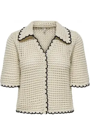 ONLY Onllucie Life 3/4 Cardigan Ecru Black Egdes XS