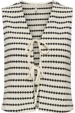 ONLY Onleva Sl Short Stripe Vest Cloud Dancer Black XS