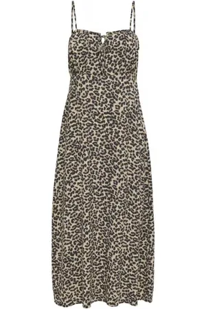 ONLY Onlnelly Life Alexa Midi Dress Brown Rice Abigale Leo XS