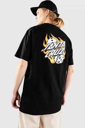 Santa Cruz Flaming Dice Dot Chest T-Shirt zwart