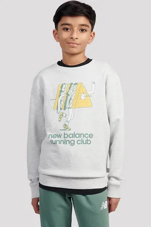 New Balance Running Club Cartoon Graphic Ft Crew Kids Sweater grijs