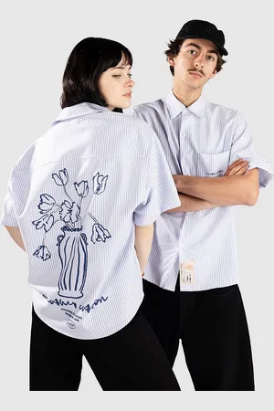 Another Cotton Lab Oversized Short Sleeve Hemd blauw