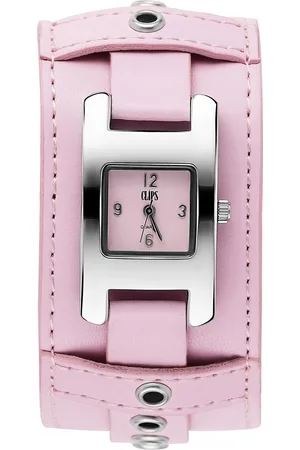 CLIPS 553-1008-77 Horloge - Leer - Roze - Ø 28 mm