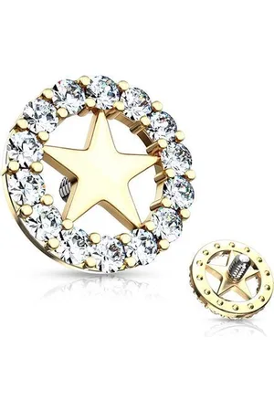 LMPiercings NL Dermal top cirkel met ster gold plated 1.6mm