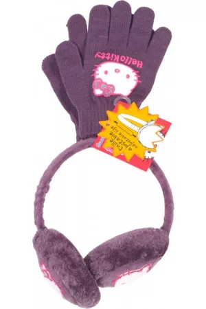 Hello Kitty Winterset - Oorwarmers (verstelbaar) & Handschoenen - Paars - 100% Polyester
