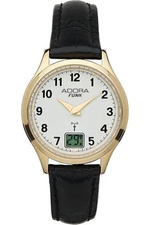 Adora Radio controlled dames horloge met daum-Zwart leren band-van het merk -AF7143