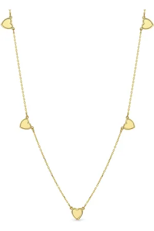 Juwelier Emo 14 Karaat Gouden Ketting met Hartjes 5mm – Jasseron schakel - Lengte 45 CM