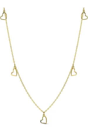 Juwelier Emo 14 Karaat Gouden Ketting met Open Hart bedels 6mm – Jasseron schakel - Lengte 45 CM