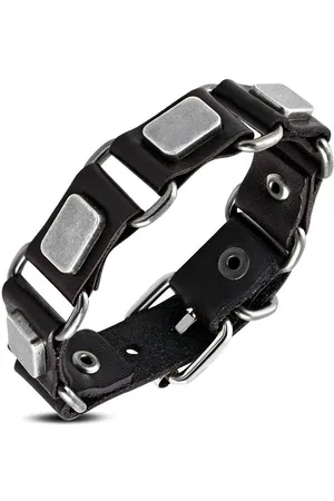 Amanto Armband Farid A - Leer - Studs - 20mm - Aanpasbaar (max.22cm)