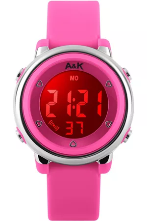 A&K Horloges - Digitale Kinderhorloge Hartjes | Waterdicht | Stopwatch | LED Verlichting | Stopwatch | Sport Watch Kids | Roze + Geschenkdoosje