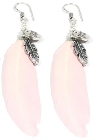 Heaven Eleven Oorbel - met veer soft pink