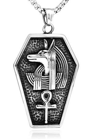 Mendes Heren Schakelketting met Zilverkleurige Egyptische Anubis Hanger