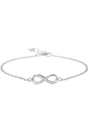 GLAMS Armband infinity zirkonia 1,0 mm 15,5 + 2,5 cm - Zilver