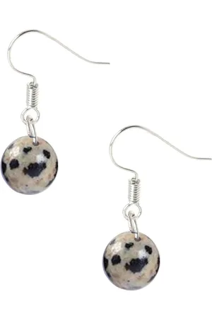 Bixorp Gems Dalmatiër Jaspis Edelstenen Oorbellen - Gespikkelde Dames Oorbellen met Kraaltjes - Edelsteen Oorhangers - Cadeau voor Meisjes & Vrouwen