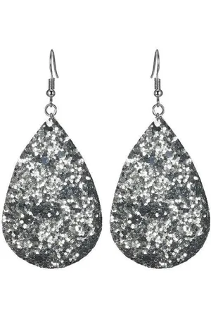 Fako Bijoux® Oorbellen - Druppel - Glitter Grof - Kunstleer