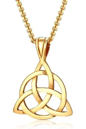 Mendes Heren ketting Edelstaal Triquetra Knoop Goudkleurig