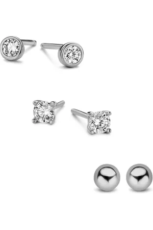 New Bling 9NB-SET020 Zilveren Oorknopjes Dames - Set - 3 Paar - 3mm - Bol - Zirkonia