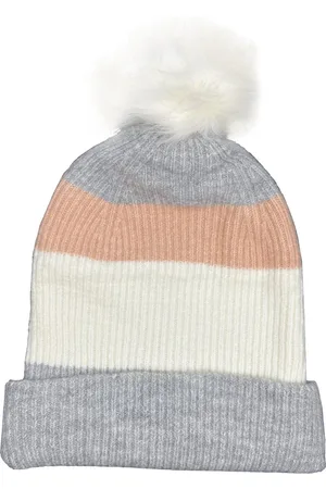 sarlini Muts met pompon - Beanie - Dames - Gebreid - Winter - Acryl - - beige - grijs