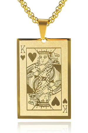 Mendes Goudkleurige Venetiaanse Heren Schakelketting met Kaart Hanger