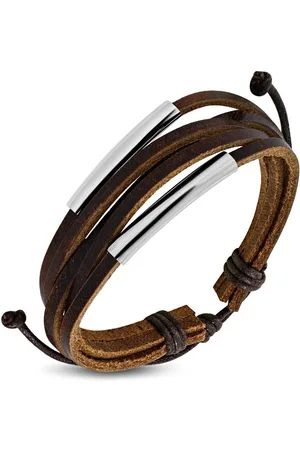 Amanto Armband Djustin D - Leer - Staafjes - 16 mm - 20cm (aanpasbaar)