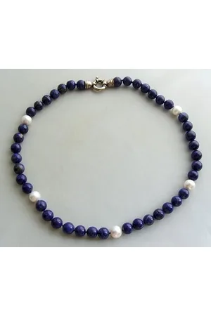 Christian Collier met parels en lapis lazuli