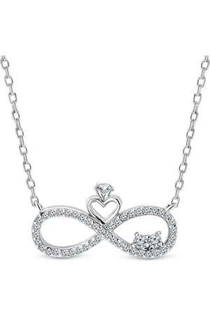 Juwelier Emo Infinity Ketting Fantasie - Zilveren Ketting met hanger – Zirkonia stenen - Lengte 40 + 5 CM
