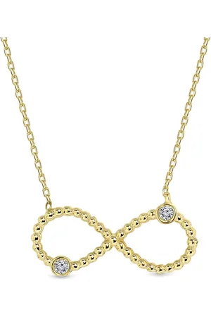 Juwelier Emo 14 Karaat Gouden Ketting met Infinity hanger 20mm met Zirkonia – Jasseron schakel – Lengte 45 CM