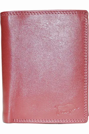 ARRIGO BELLO Donkerrode Euro Portemonnee Leer - Compact Leren Portemonnee Donkerrood