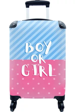 MuchoWow Koffer - Boy or Girl - Design - Gender reveal - Baby - Zwangerschap - Spreuken - Past binnen 55x40x20 cm en 55x35x25 cm - Handbagage - Trolley - Fotokoffer