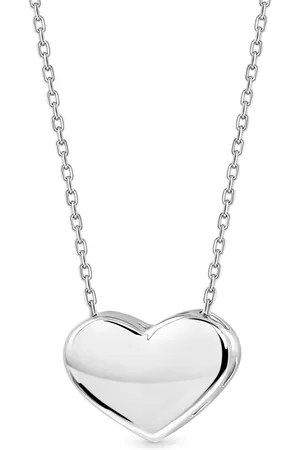 Juwelier Emo 14 Karaat Witgouden Ketting met 3D Hart – Jasseron schakel – Lengte 45 CM