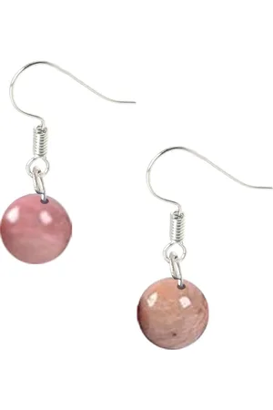 Bixorp Gems Rhodoniet Edelstenen Oorbellen - Roze Dames Oorbellen met Kraaltjes - Edelsteen Oorhangers - Cadeau voor Meisjes & Vrouwen