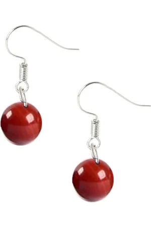 Bixorp Gems Gevlekte Agaat Edelstenen Oorbellen - Rode Dames Oorbellen met Kraaltjes - Edelsteen Oorhangers - Cadeau voor Meisjes & Vrouwen