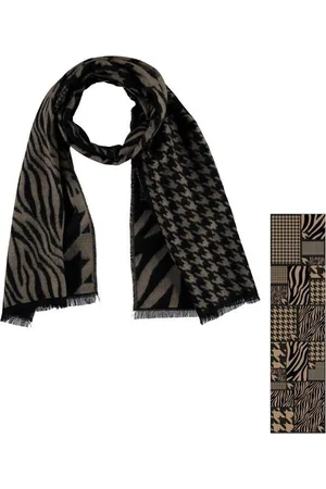 sarlini Lange Dames Sjaal Zebra Zwart/Camel