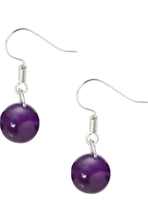 Bixorp Gems Amethist Edelstenen Oorbellen - Paarse Dames Oorbellen met Kraaltjes - Edelsteen Oorhangers - Cadeau voor Meisjes & Vrouwen